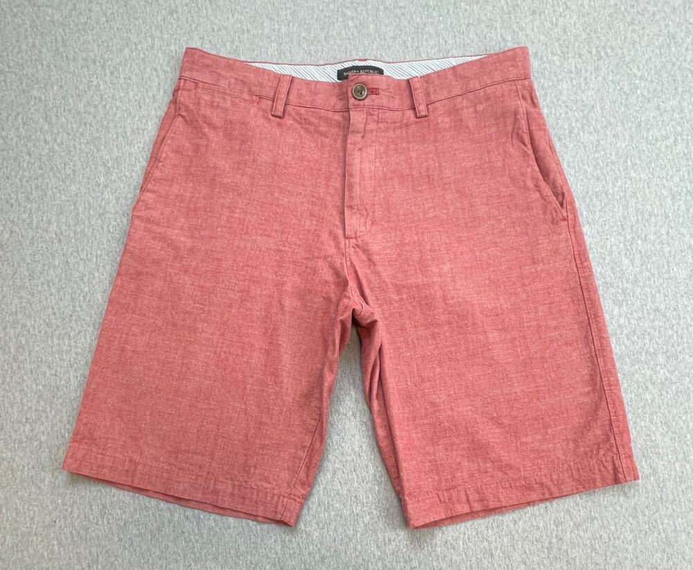 Banana Republic Shorts Mens 32 Red 100% Cotton Flat Front Chino 11" Inseam